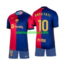 Camisola FC Barcelona Ansu Fati 10 Criança Equipamento Primeiro 2024-2025 Manga Curta